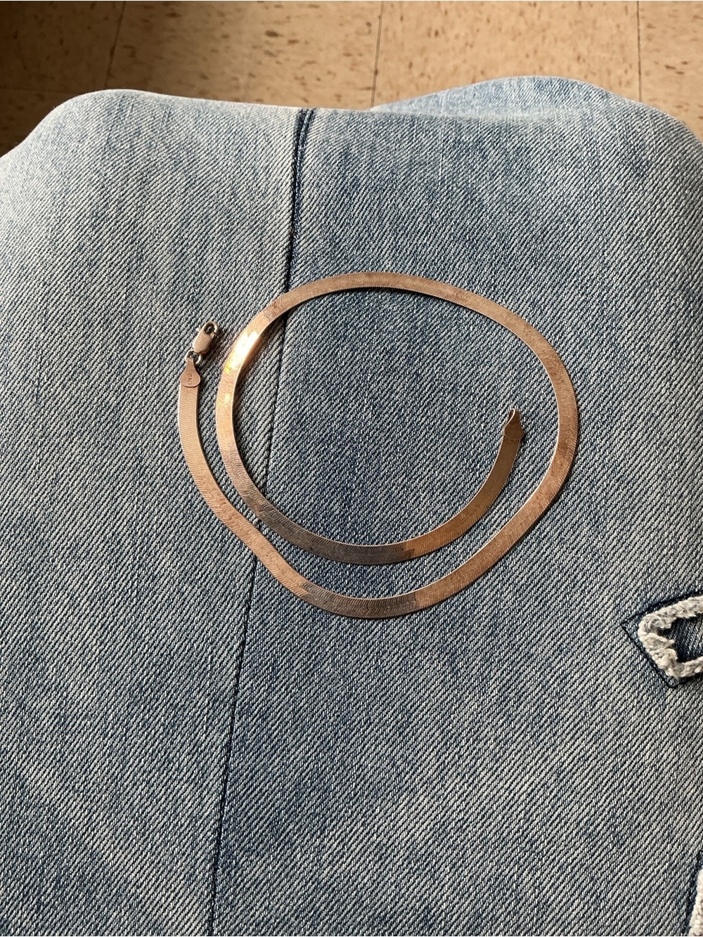 Brown Herringbone Flat Chain Necklace - Sterling silver 925